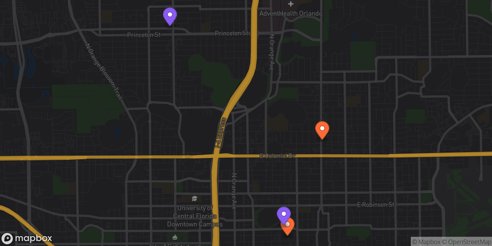 Map showing 4 locations