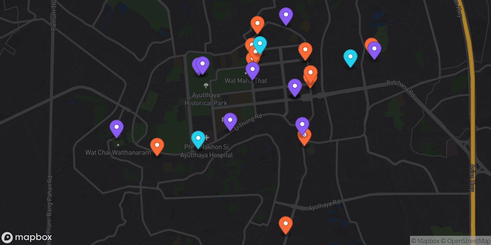 Map showing 29 locations