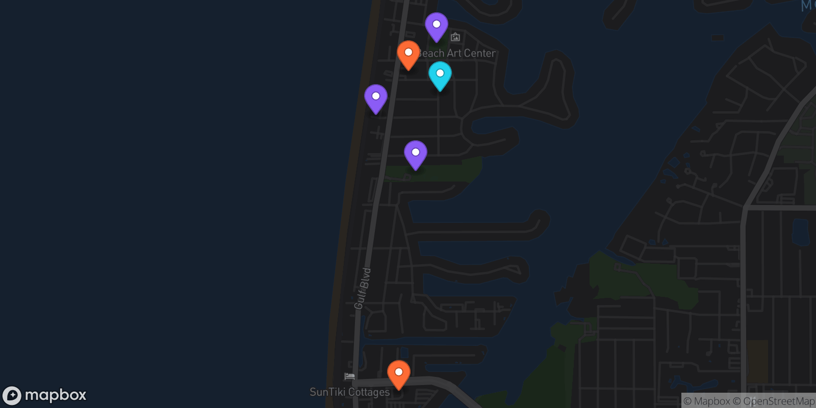 Map showing 6 locations