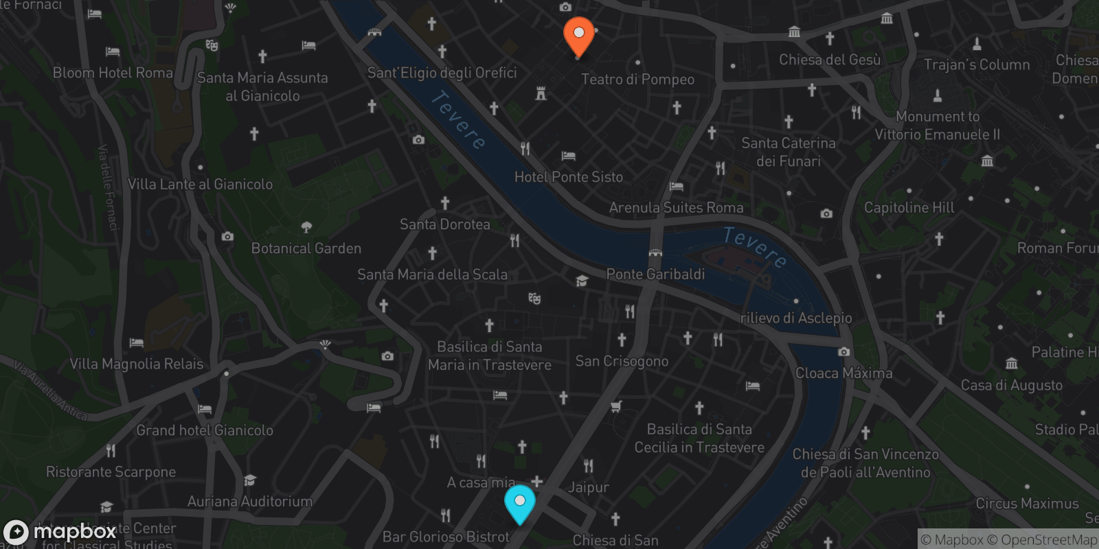 Map showing 2 locations