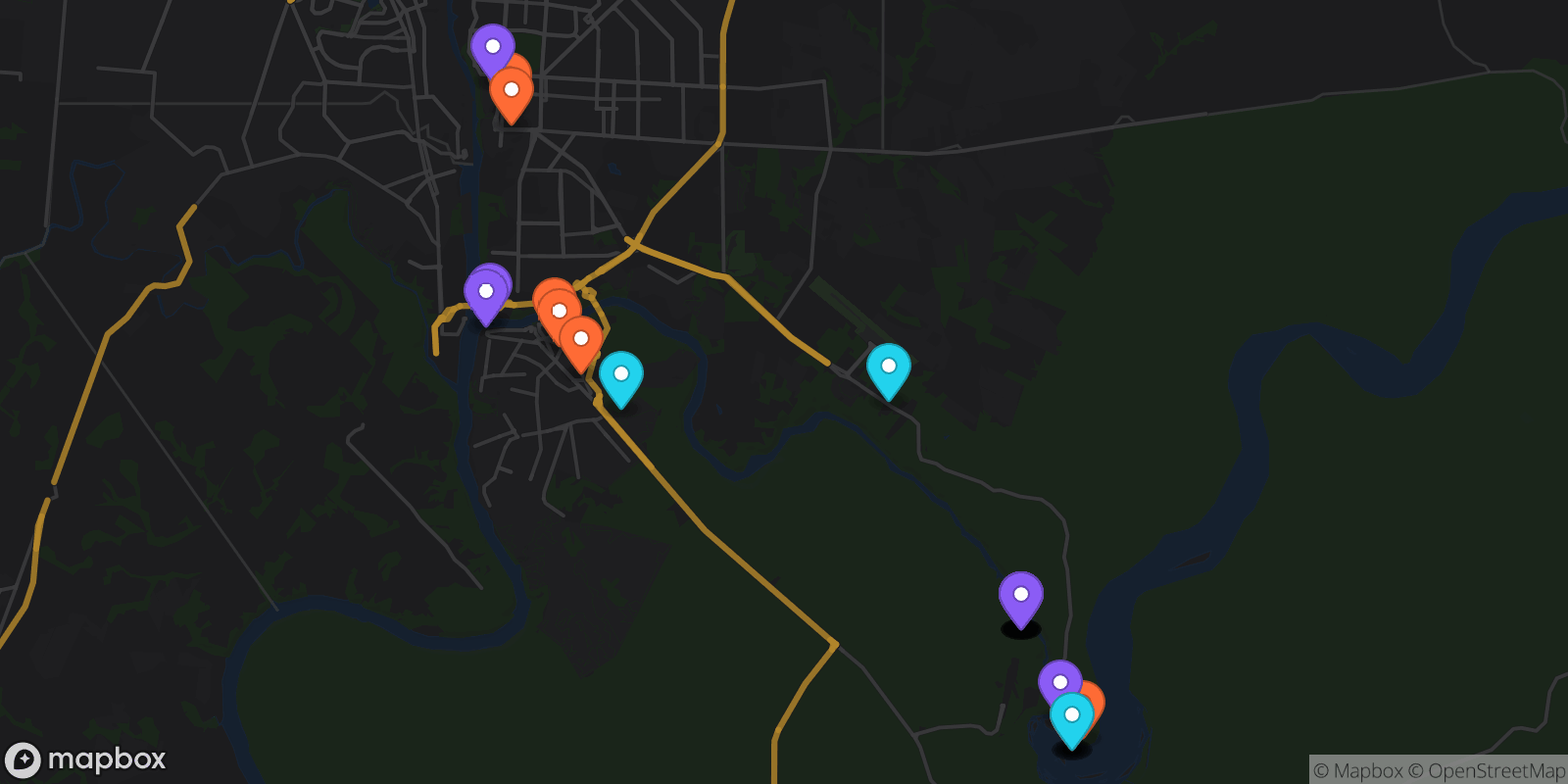 Map showing 31 locations