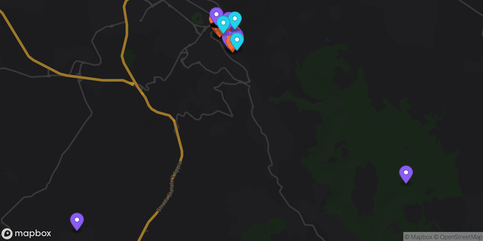 Map showing 40 locations