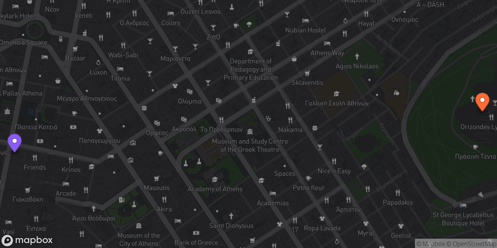 Map showing 2 locations