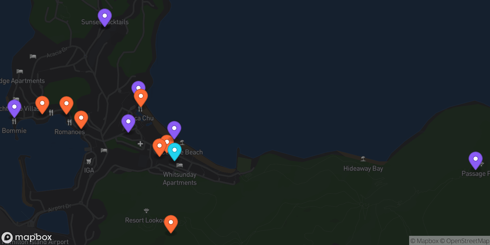 Map showing 15 locations
