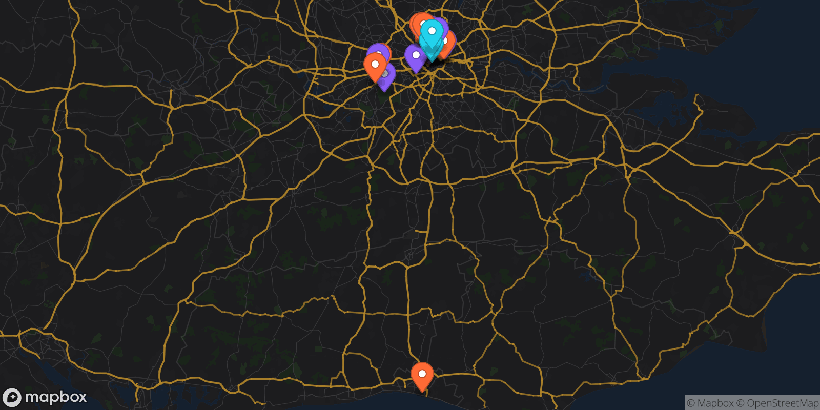 Map showing 38 locations
