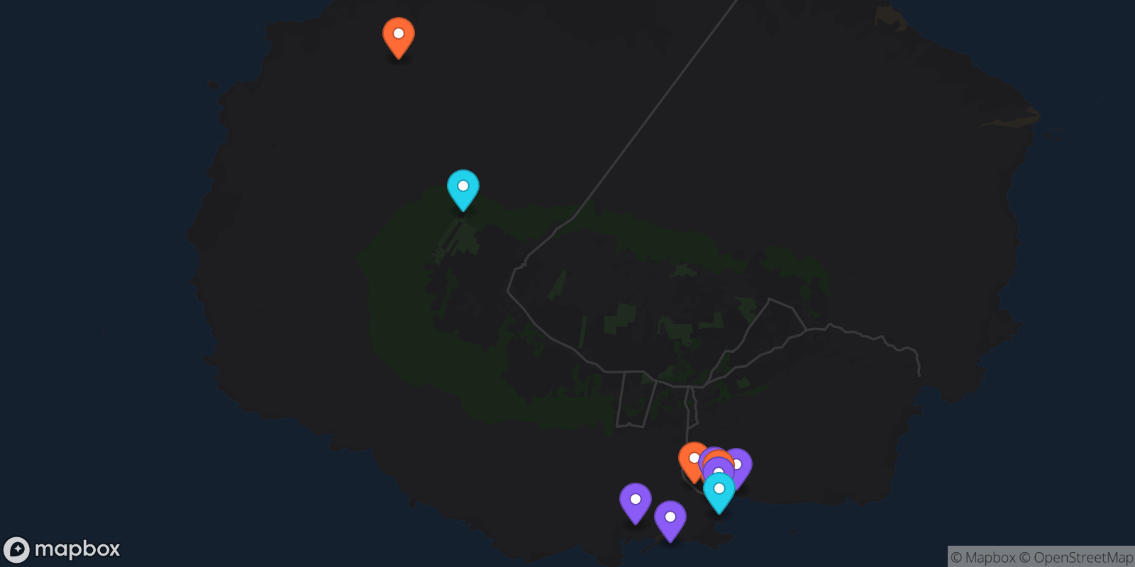 Map showing 12 locations