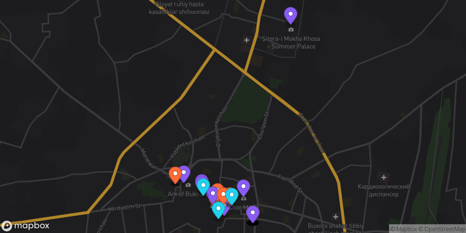 Map showing 40 locations