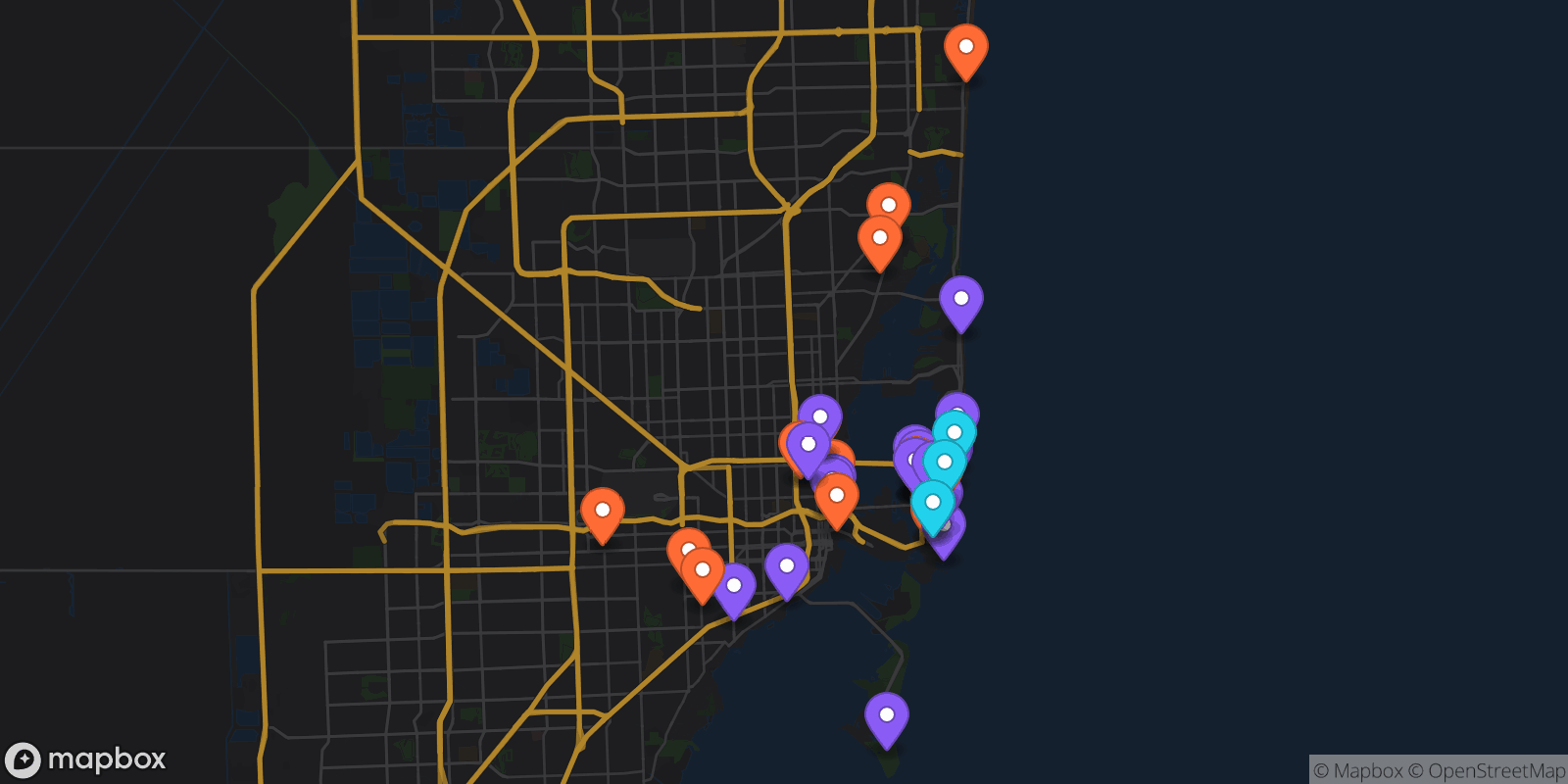 Map showing 44 locations