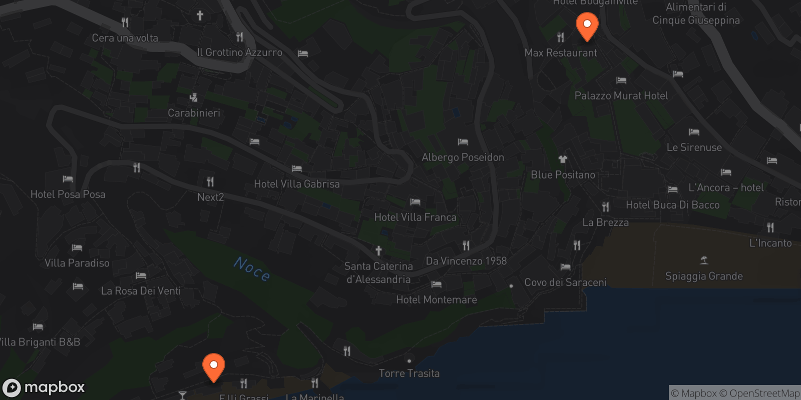 Map showing 2 locations