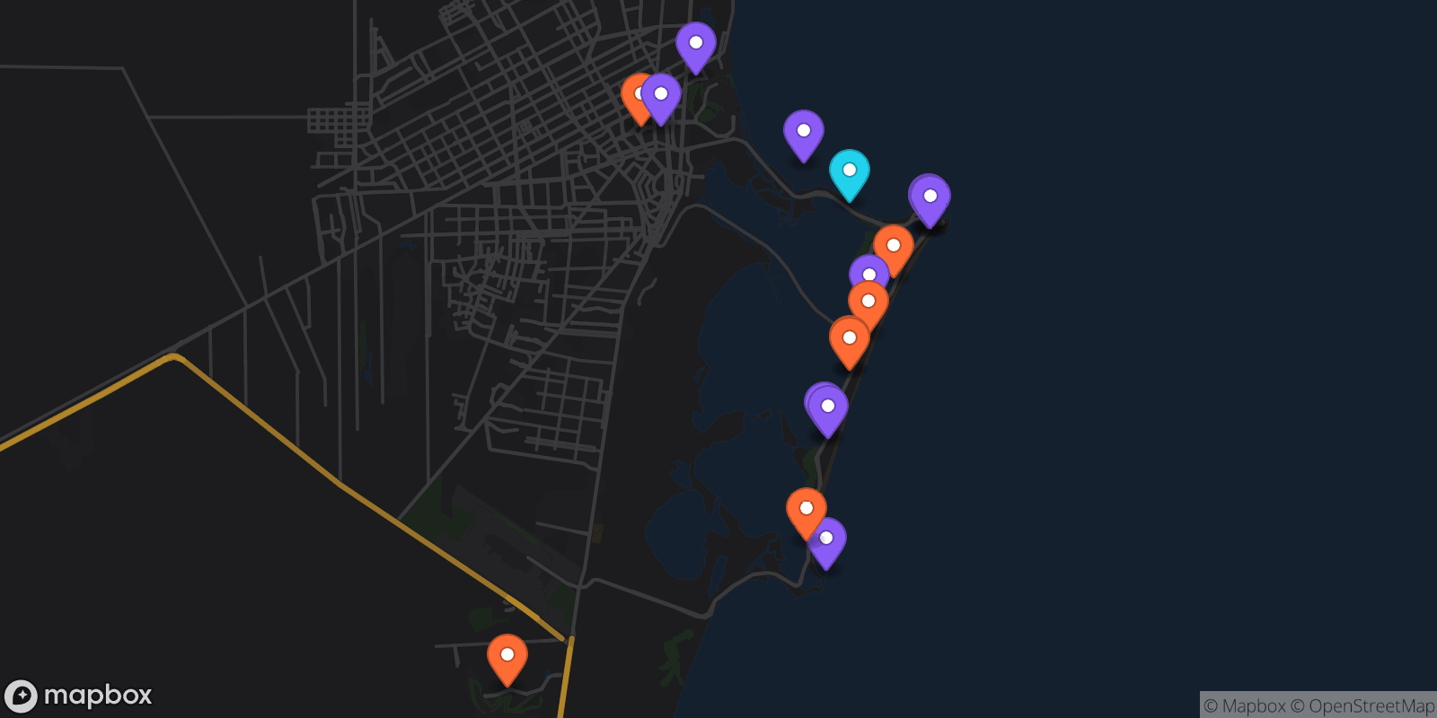 Map showing 19 locations