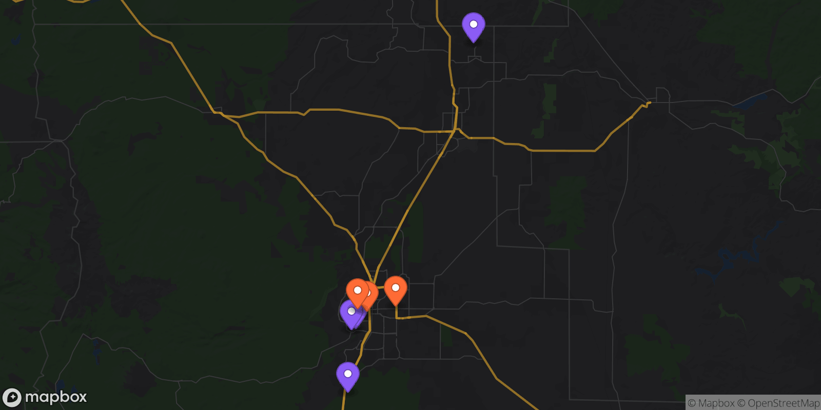 Map showing 8 locations