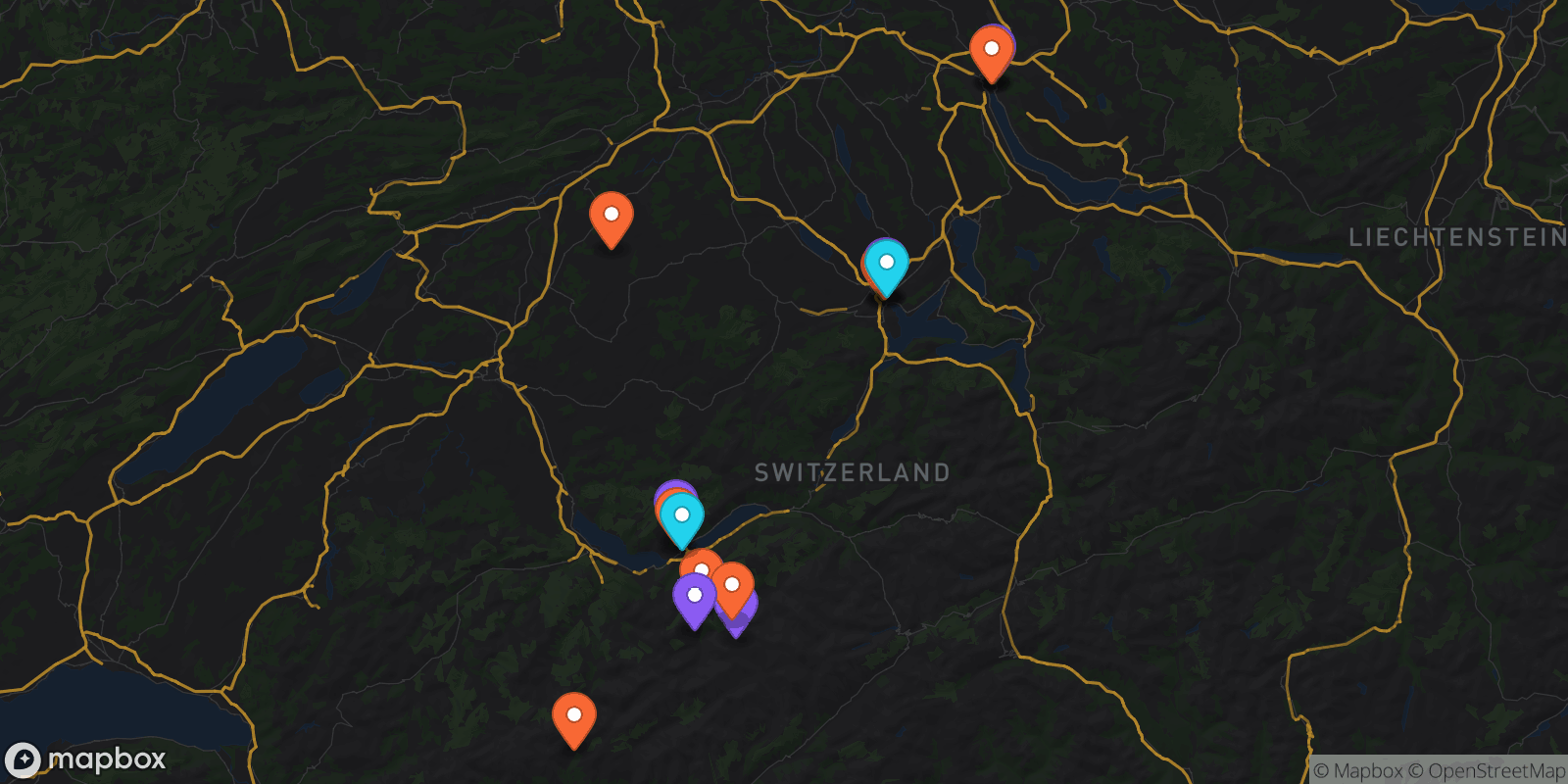 Map showing 17 locations