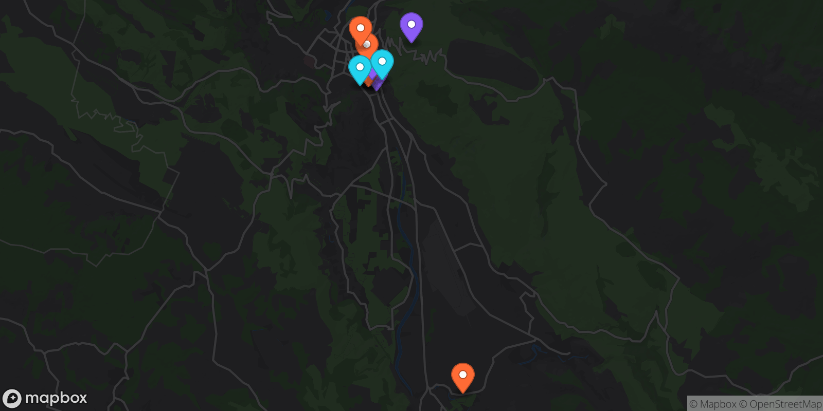 Map showing 14 locations