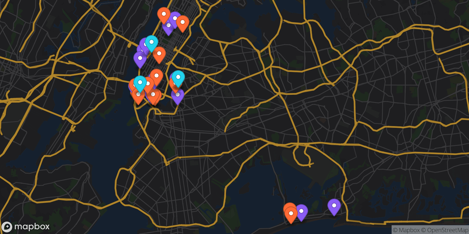 Map showing 31 locations