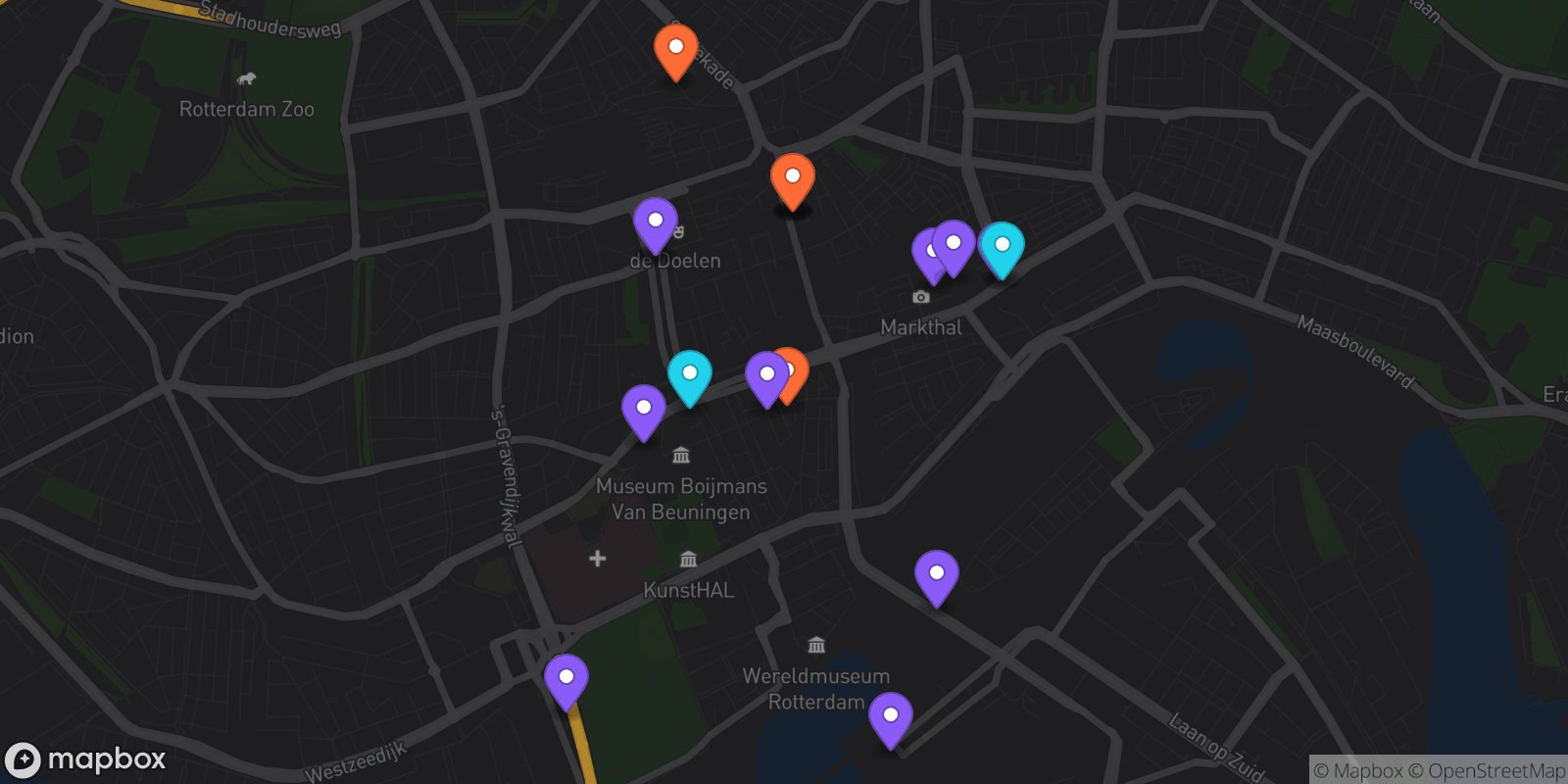 Map showing 18 locations