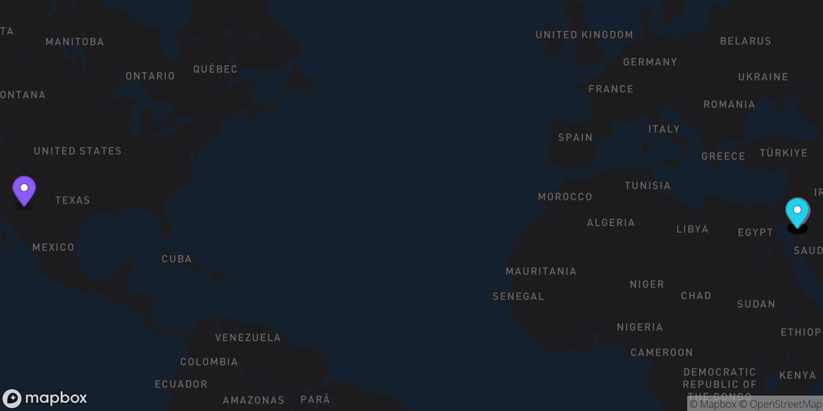 Map showing 15 locations