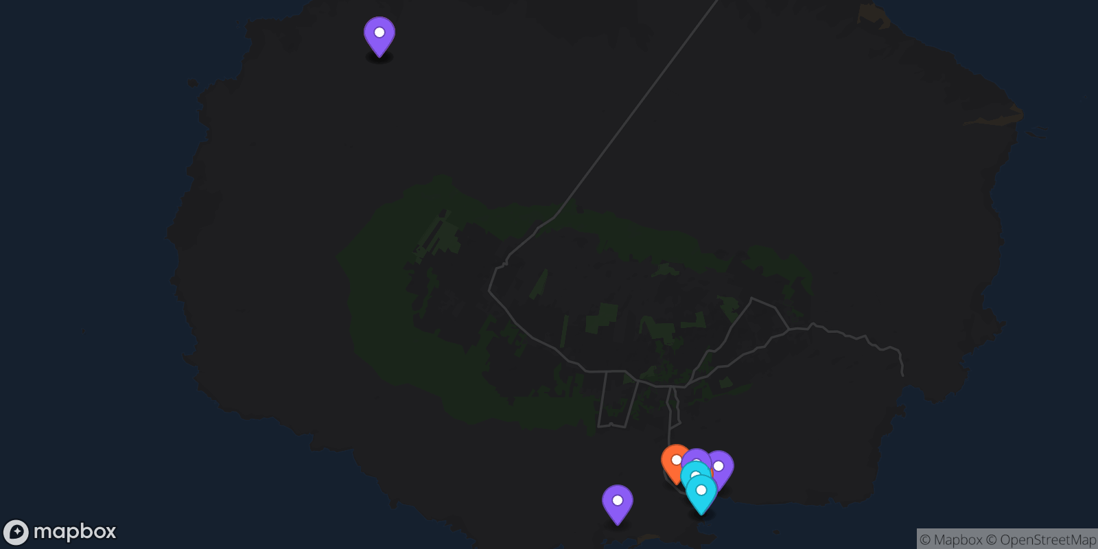 Map showing 12 locations