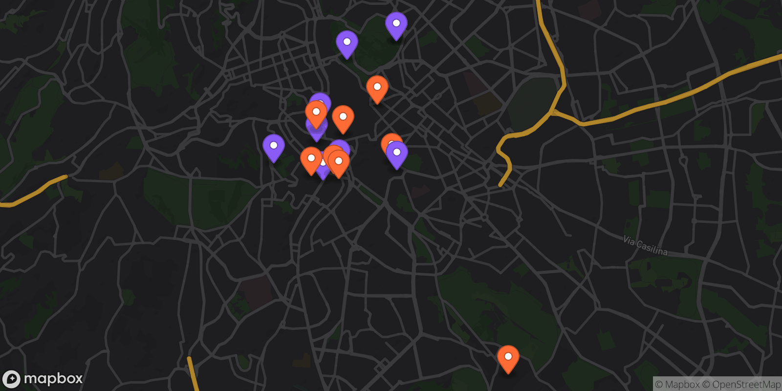 Map showing 17 locations