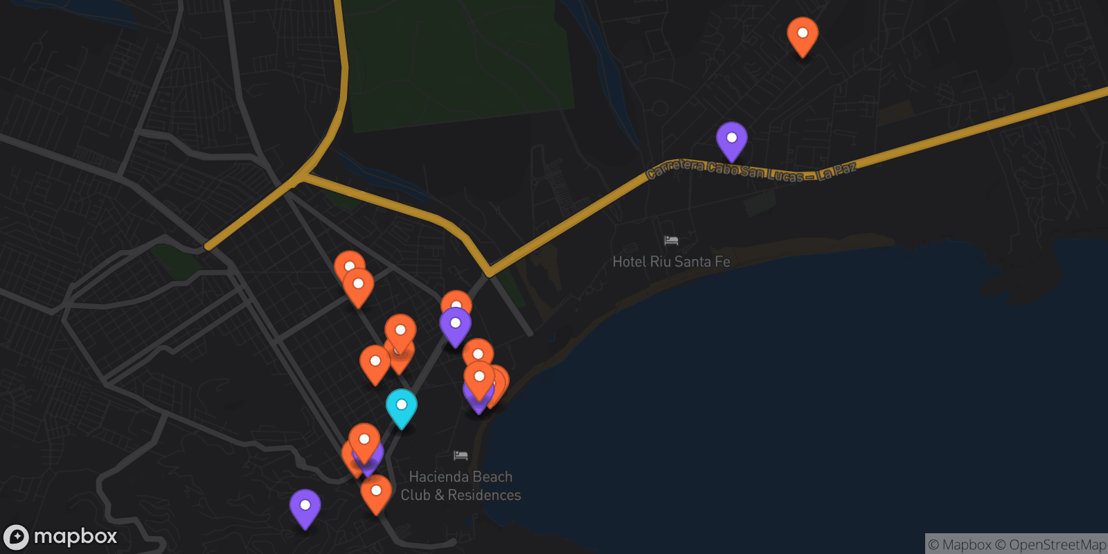 Map showing 27 locations