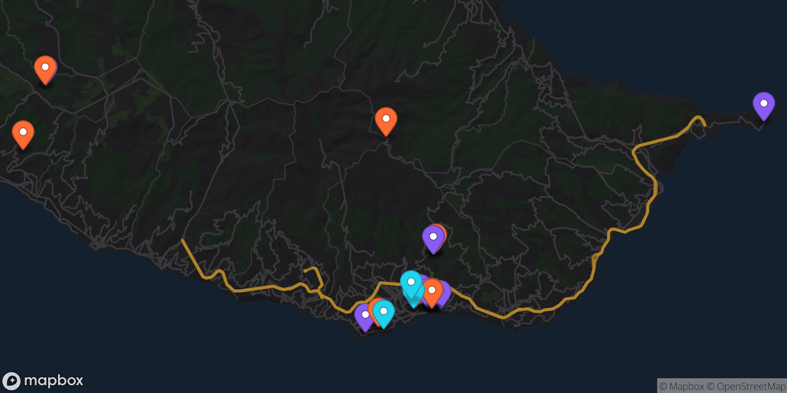 Map showing 26 locations