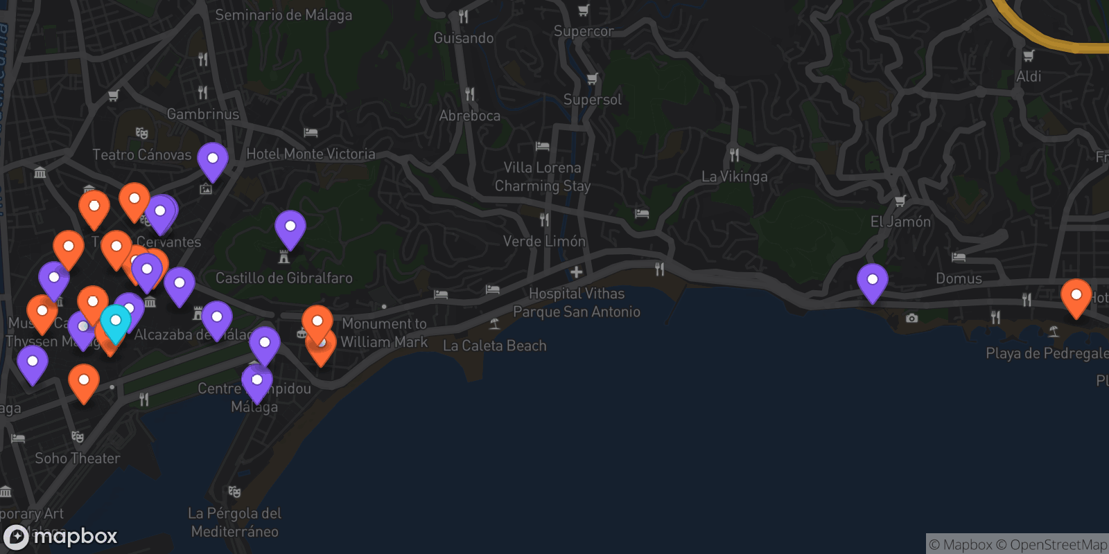 Map showing 28 locations