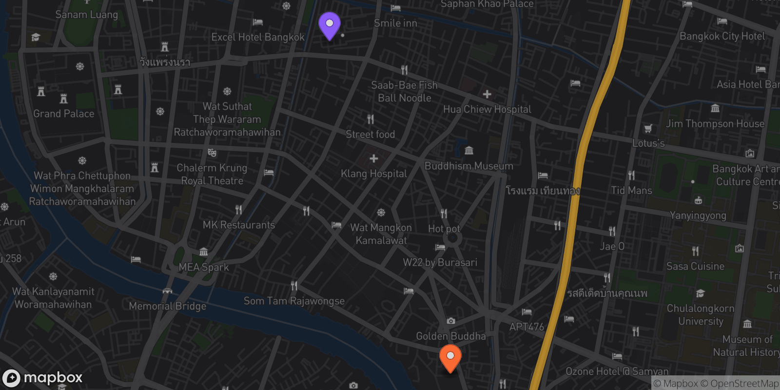 Map showing 3 locations