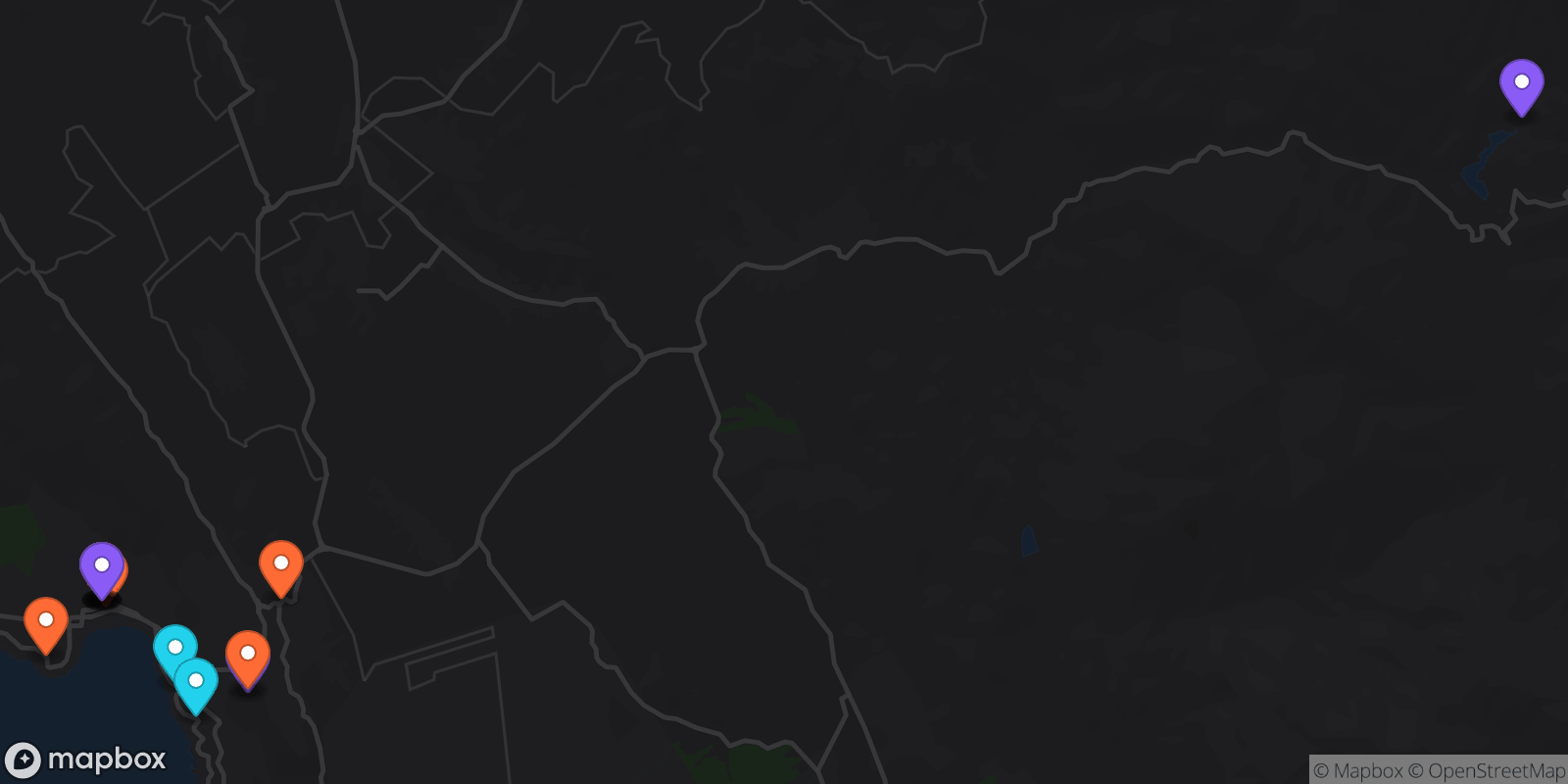 Map showing 15 locations