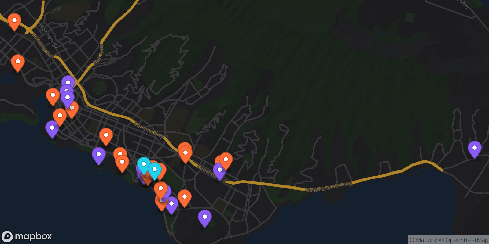 Map showing 38 locations