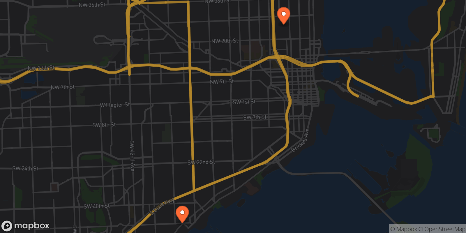 Map showing 2 locations
