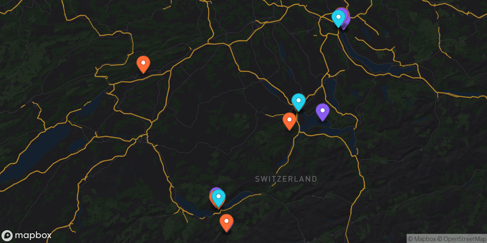 Map showing 25 locations