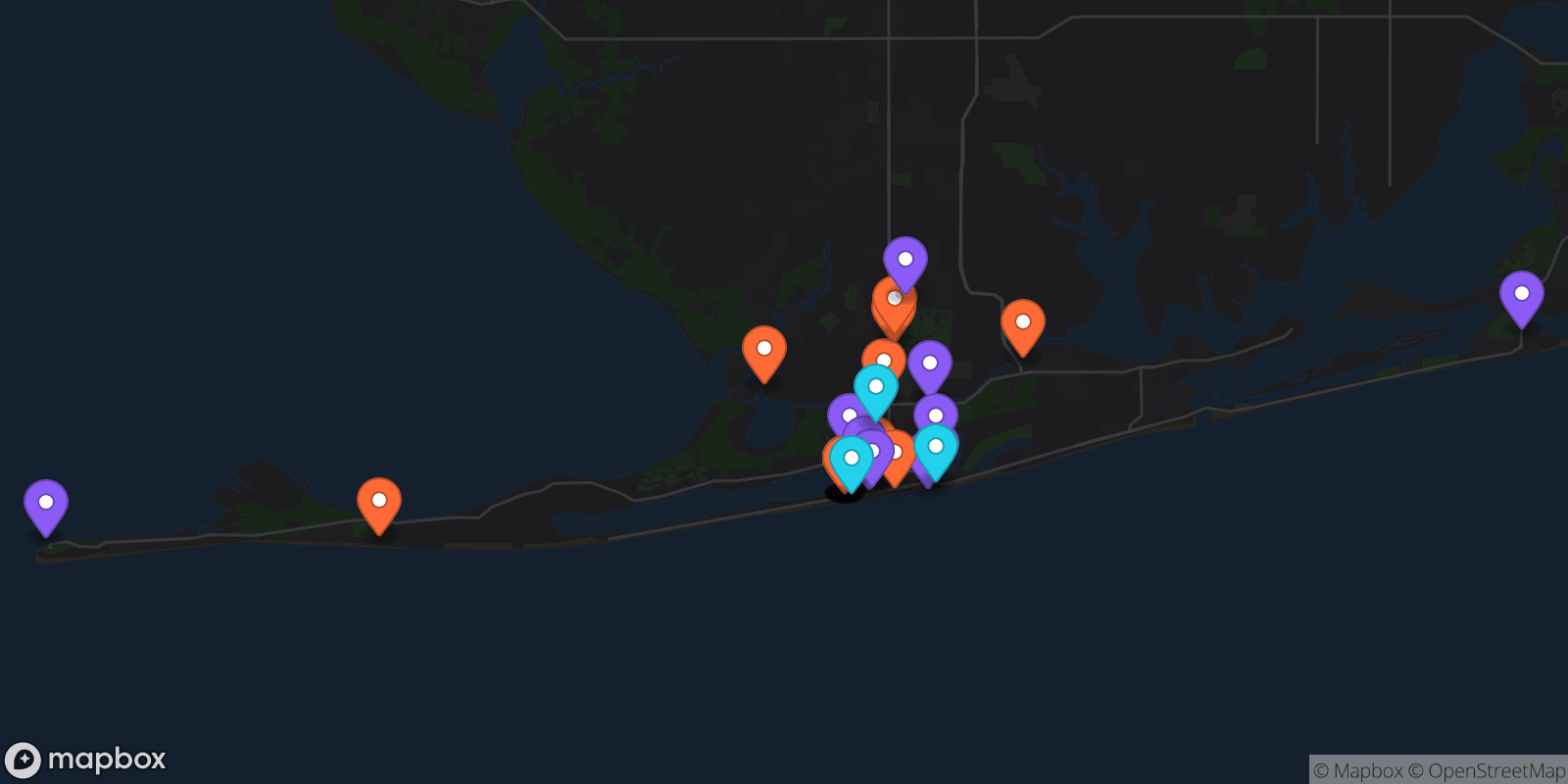 Map showing 36 locations