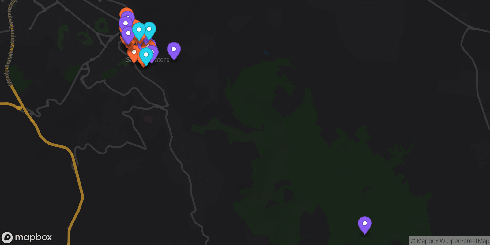 Map showing 34 locations