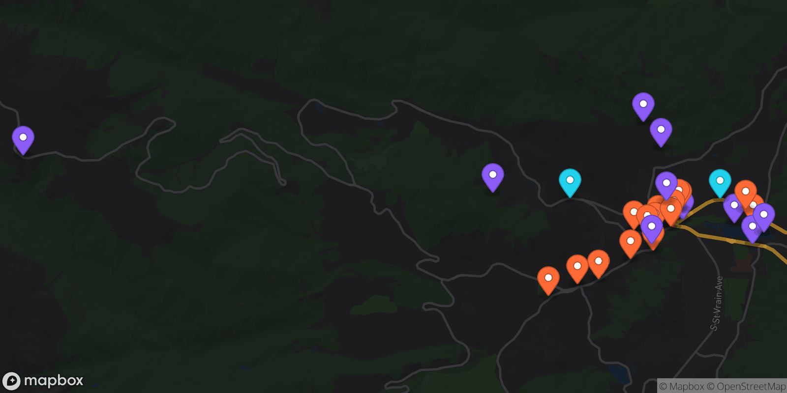 Map showing 28 locations