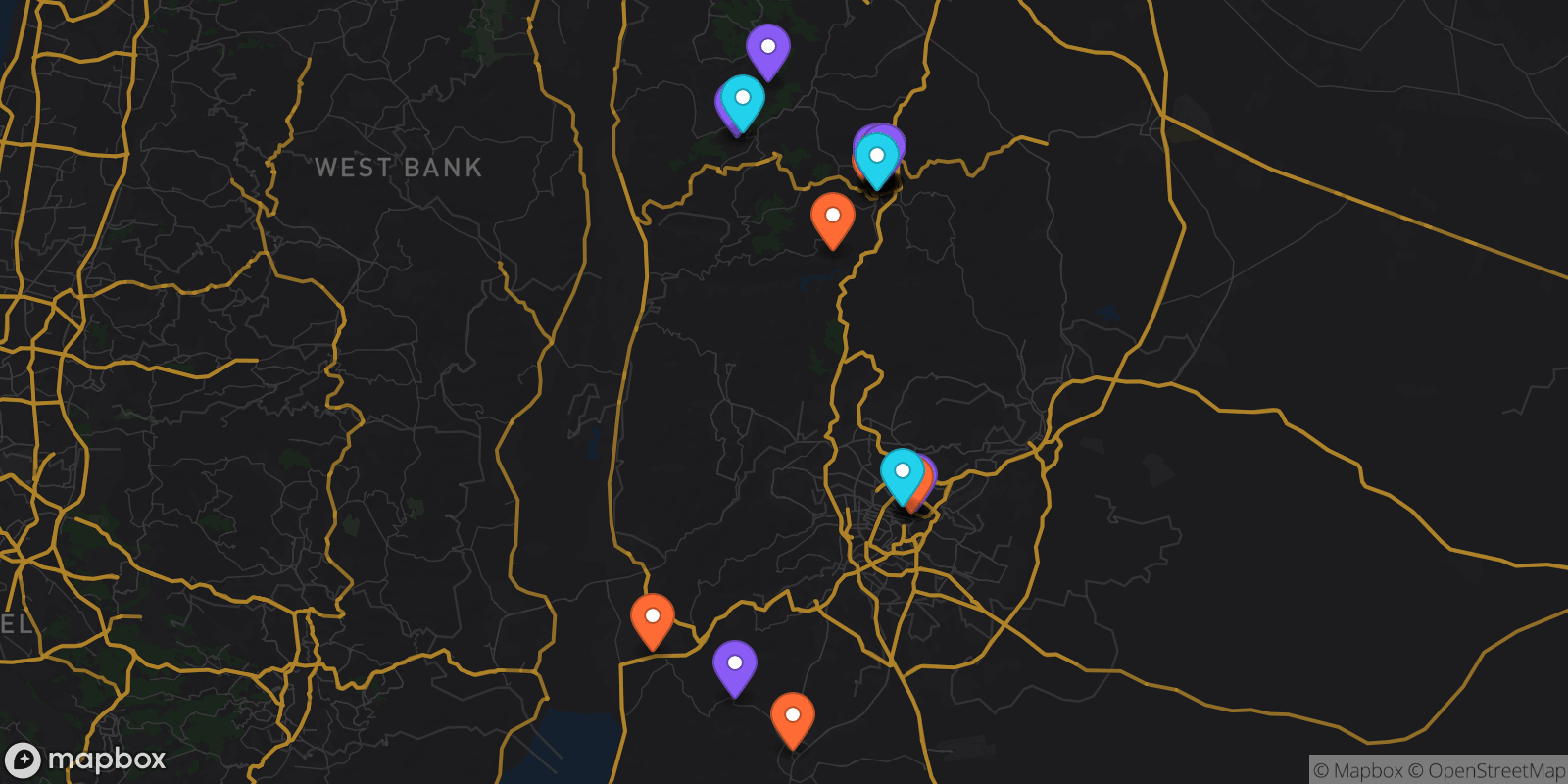 Map showing 29 locations