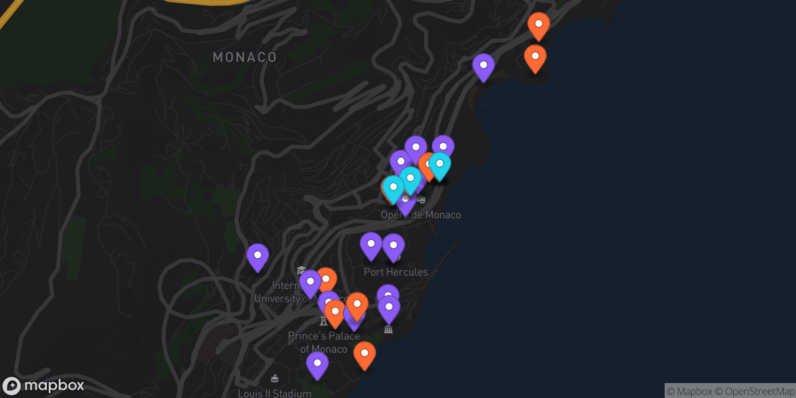 Map showing 38 locations