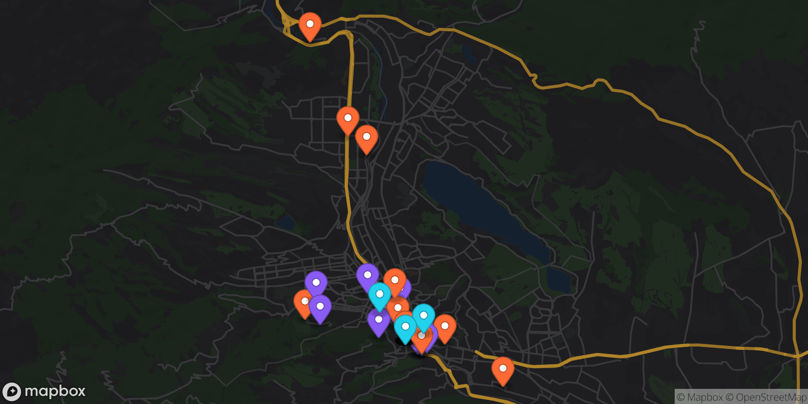 Map showing 39 locations