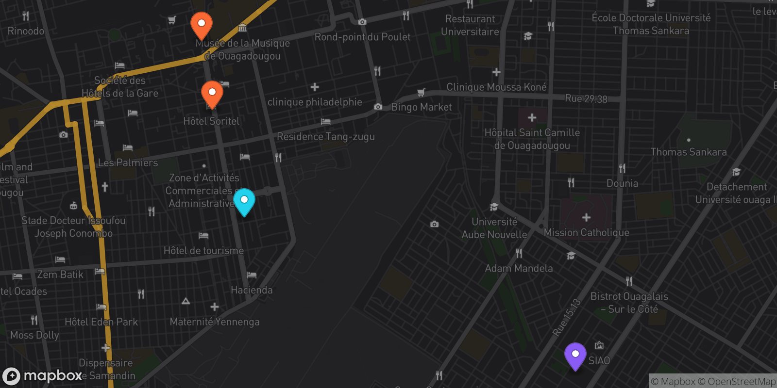 Map showing 4 locations