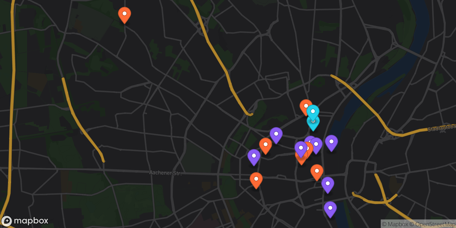 Map showing 17 locations