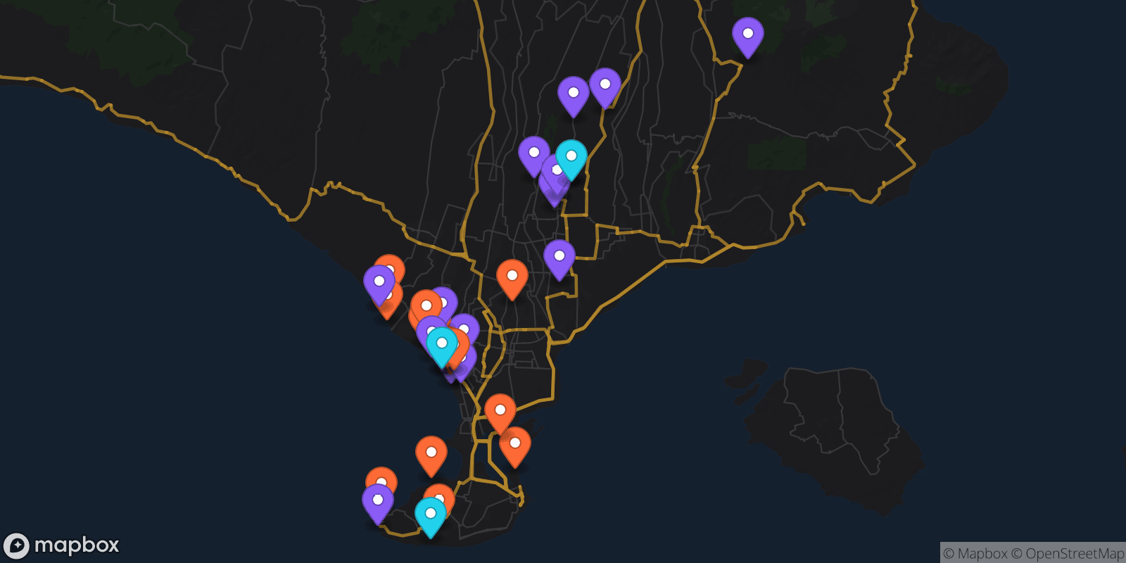 Map showing 35 locations
