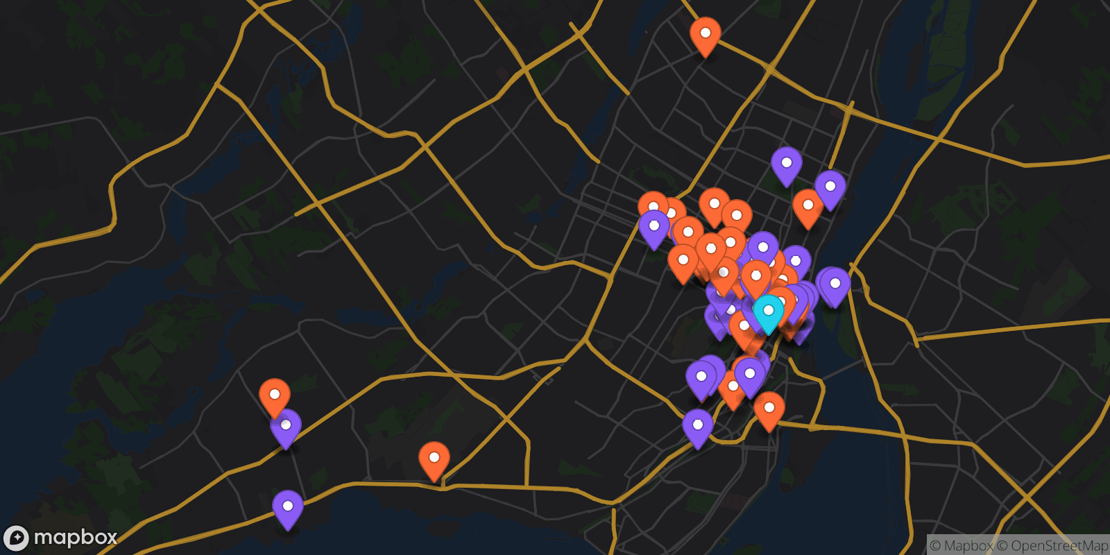 Map showing 96 locations