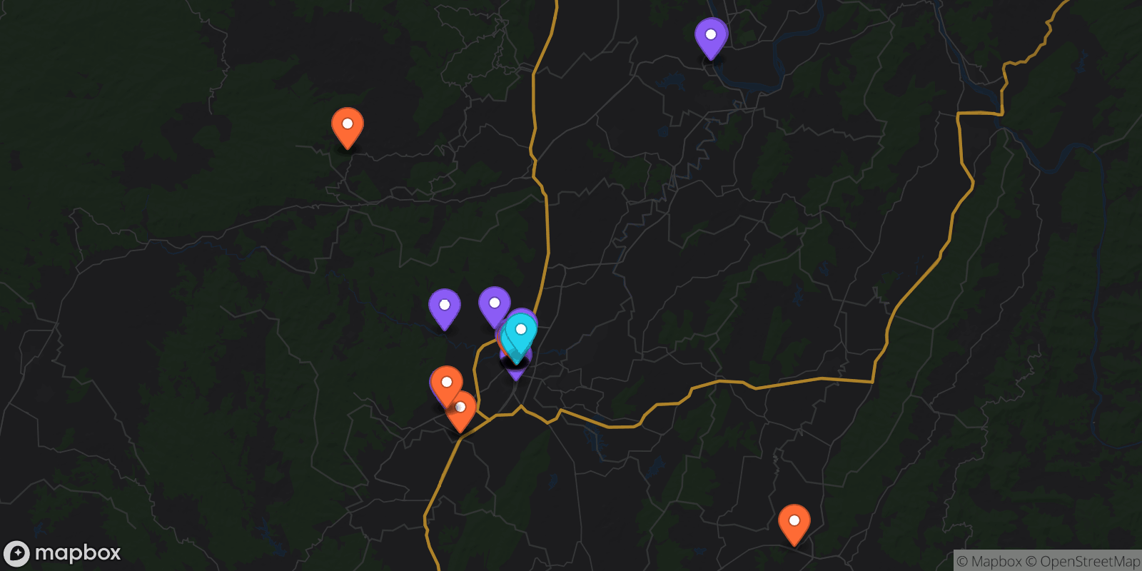 Map showing 37 locations