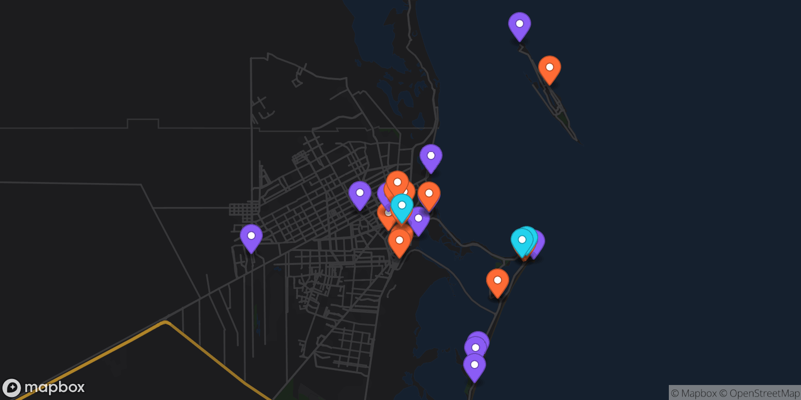 Map showing 28 locations