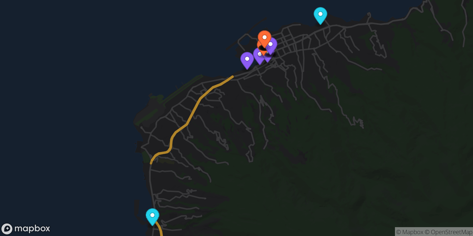 Map showing 23 locations