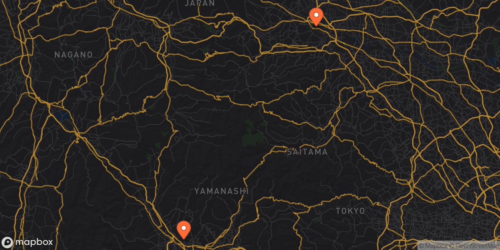 Map showing 2 locations