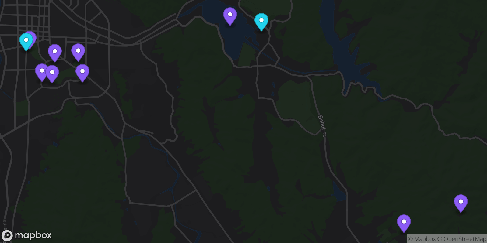 Map showing 11 locations