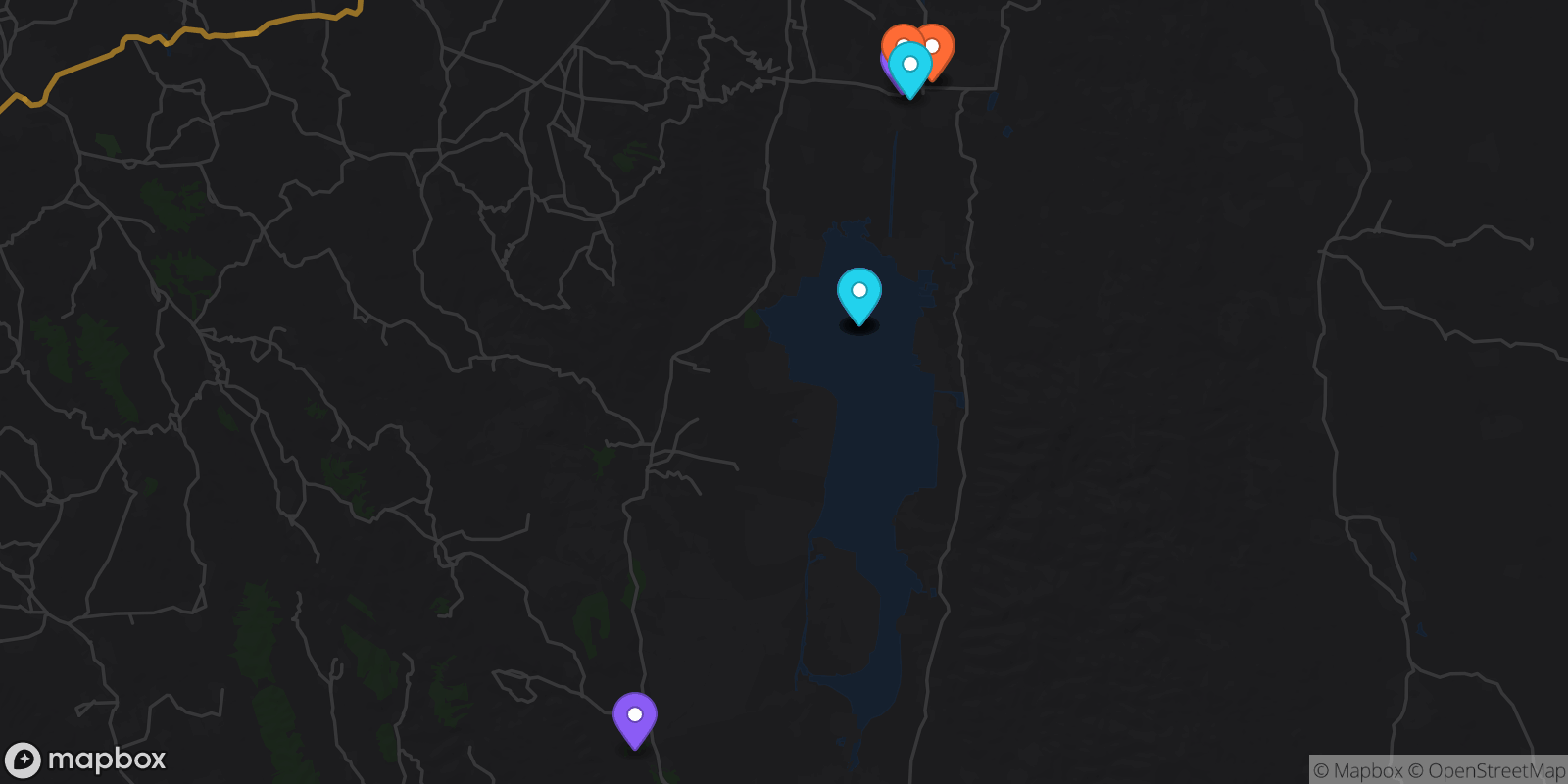 Map showing 11 locations
