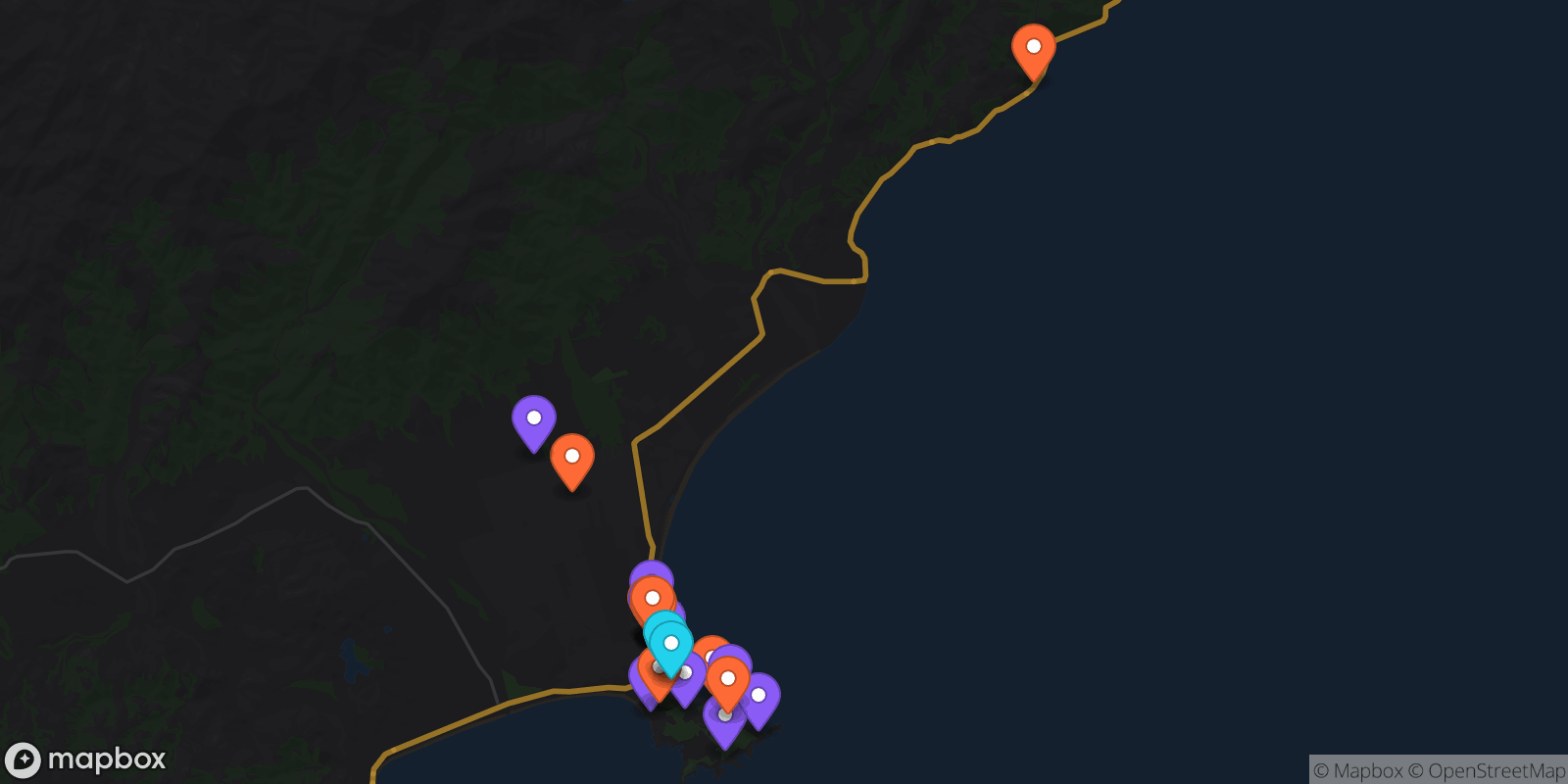 Map showing 26 locations