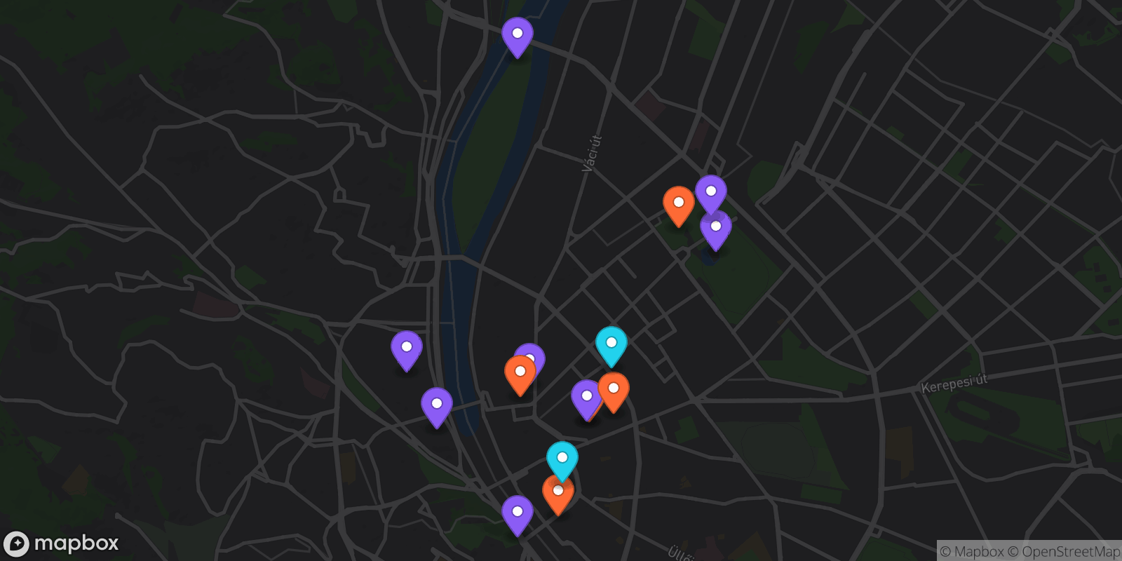 Map showing 15 locations