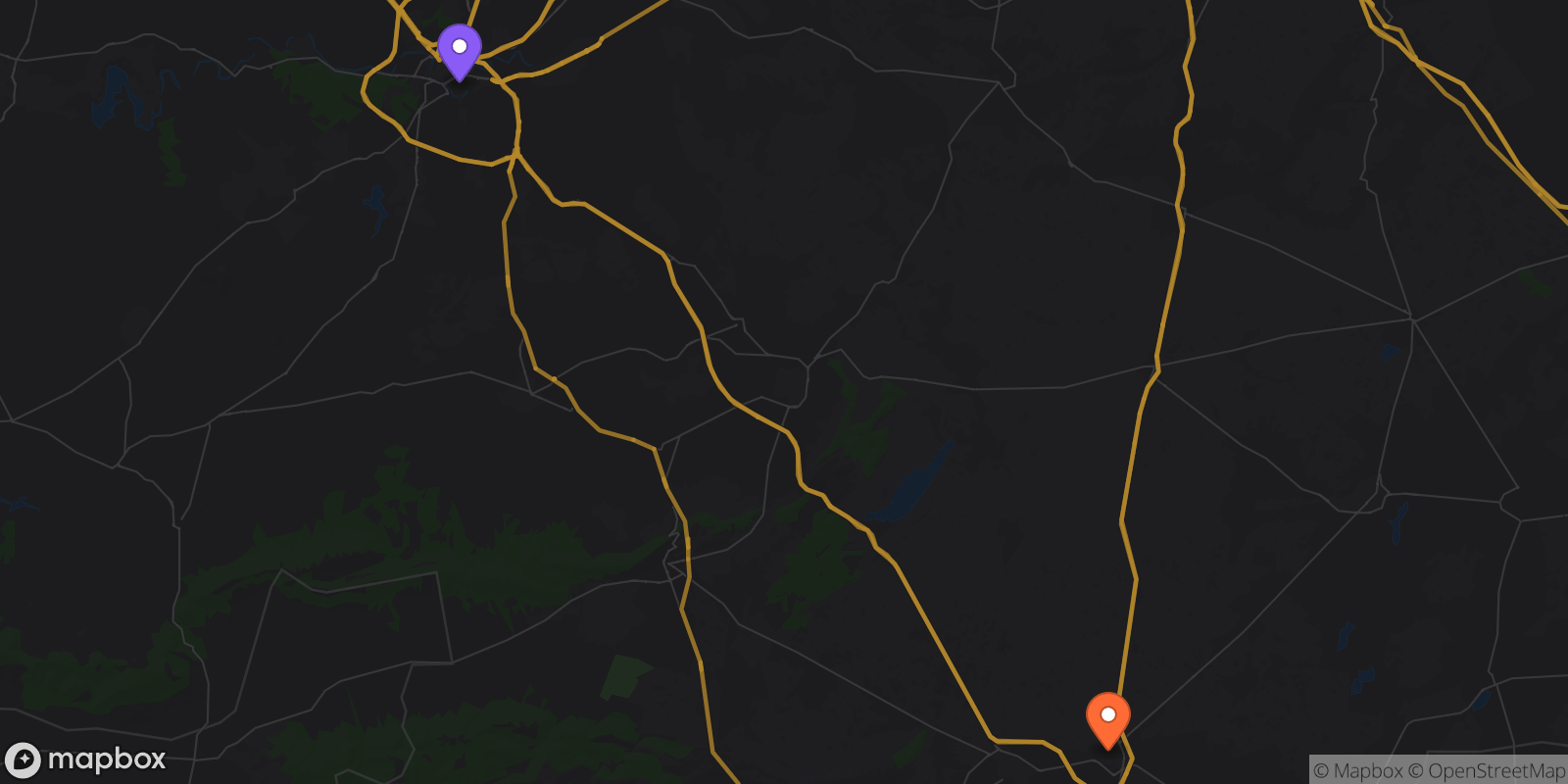 Map showing 2 locations