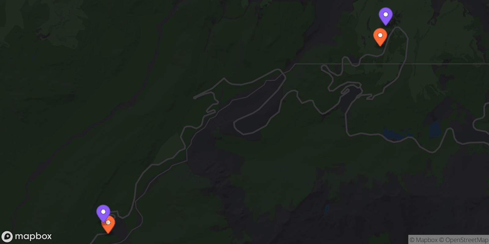 Map showing 4 locations